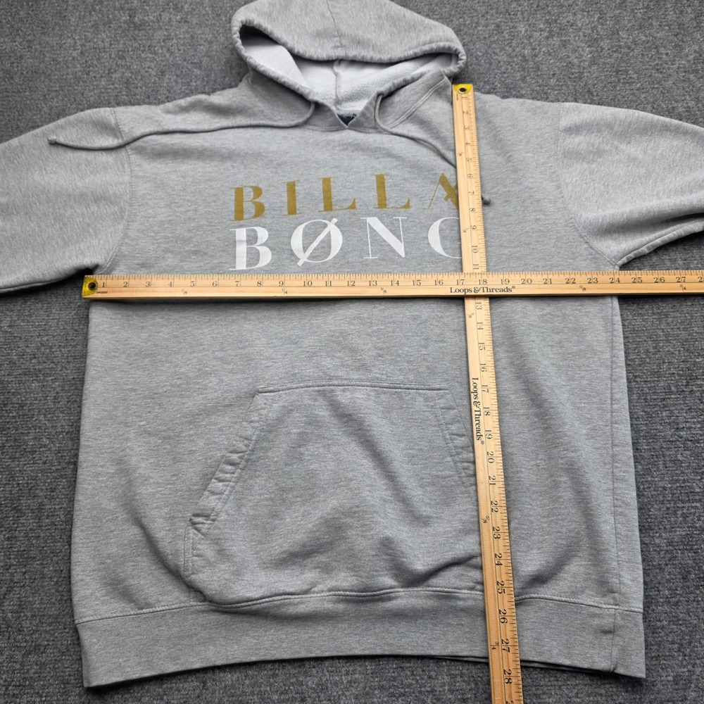 Billabong Hoodie Men XL Gray Spellout Logo Pullover Sweatshirt Y2K Skate Surf - Picture 4 of 6